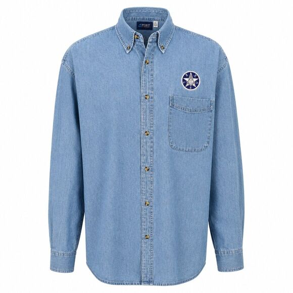 Port and Company Other - Free Masons Masonic G Compass Texas Denim Long Sleeve Shirt Mens XL